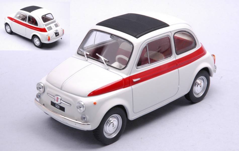 MODELLINO IN SCALA COMPATIBILE CON FIAT 500 1960 WHITE/RED 1:24 WHITEBOX WB124182