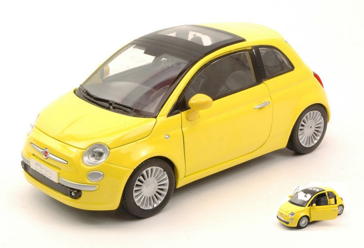 MODELLINO IN SCALA COMPATIBILE CON FIAT 500 2009 YELLOW 1:24 MOTORMAX MTM73373Y