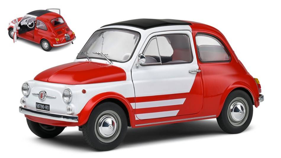 SCALE MODEL COMPATIBLE WITH FIAT 500 ABARTH "ROBE DI KAPPA" 1965 WHITE/RED 1:18 SOLID SL1801408