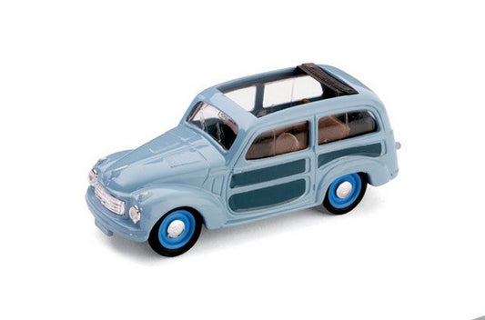 MODELLINO IN SCALA COMPATIBILE CON FIAT 500 C BELVEDERE APERTA 1951 AZZURRO CENERE 1:43 BRUMM BM0028-02