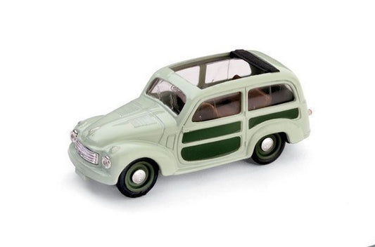 MODELLINO IN SCALA COMPATIBILE CON FIAT 500 C BELVEDERE APERTA 1951 VERDE CHIARO 1:43 BRUMM BM0028-01
