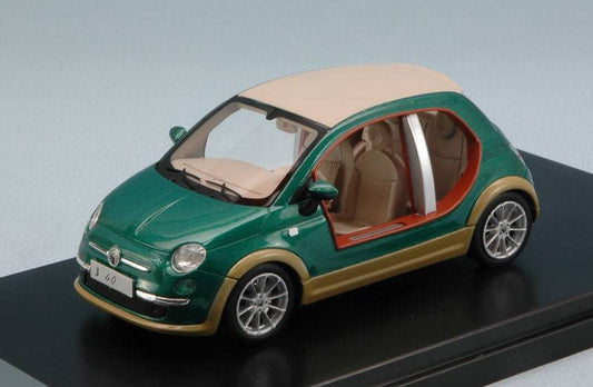MODELLINO IN SCALA COMPATIBILE CON FIAT 500 CASTAGNA EV "KHAMIS GHEDDAFI" 2009 GREEN/WOOD 1:43 PREMIUMX PR0256