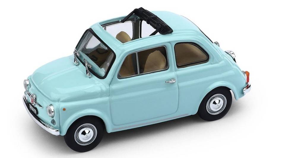 MODELLINO IN SCALA COMPATIBILE CON FIAT 500 F 1965-72 AZZURRO ACQUAMARINA 1:43 BRUMM BM0454-07