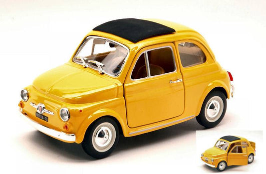 MODELLINO IN SCALA COMPATIBILE CON FIAT 500 F 1965 YELLOW 1:24 BURAGO BU22098Y