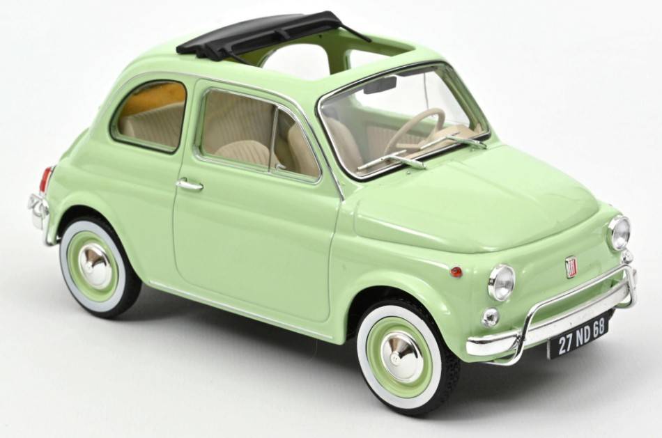 SCALE MODEL COMPATIBLE WITH FIAT 500 L 1968 LIGHT GREEN WITH SPECIAL BIRTH PACK 1:18 NOREV NV187773