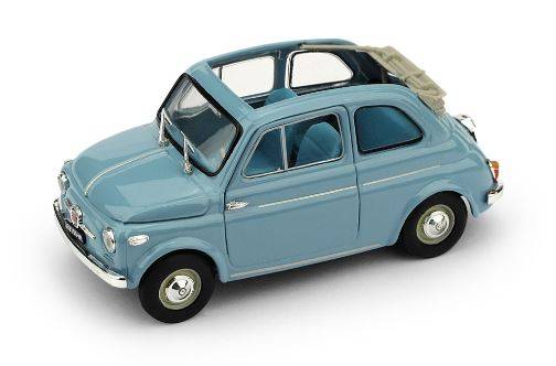 MODELLINO IN SCALA COMPATIBILE CON FIAT 500 NORMALE APERTA 1957 CELESTE CHIARO 1:43 BRUMM BM0342-04