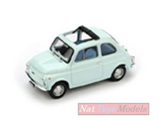 MODELLINO IN SCALA COMPATIBILE CON FIAT 500 R 1972-75 APERTA TURCHESE FARFALLA 1:43 BRUMM BM0474-07