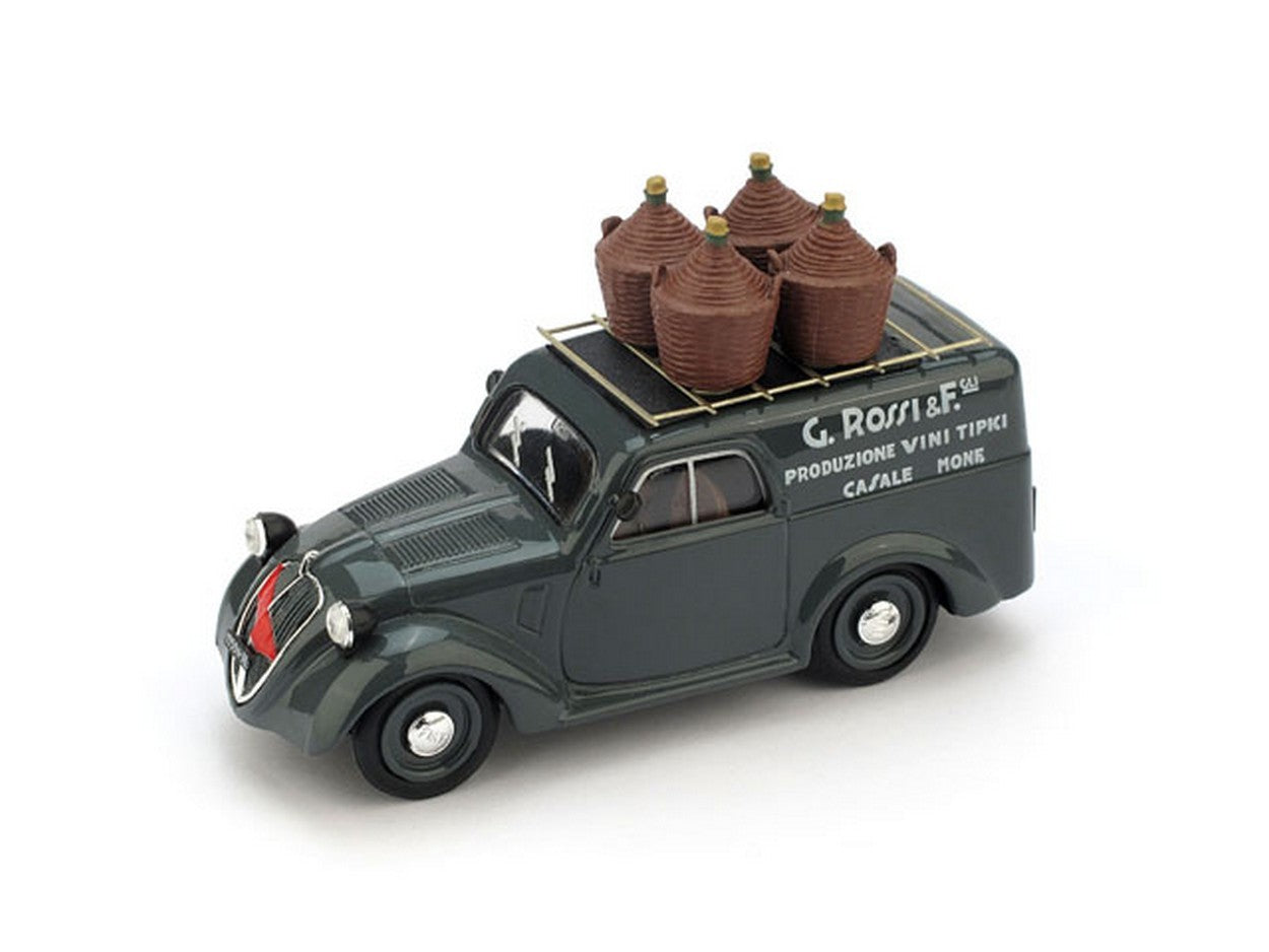 SCALE MODEL COMPATIBLE WITH FIAT 500B VAN 1941 G.ROSSI &amp; FIGLI PRODUCTION OF TYPICAL WINES REPRO 1:43 BRUMM BM0529