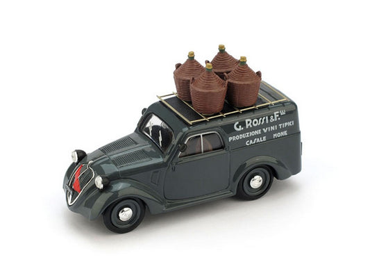 SCALE MODEL COMPATIBLE WITH FIAT 500B VAN 1941 G.ROSSI &amp; FIGLI PRODUCTION OF TYPICAL WINES REPRO 1:43 BRUMM BM0529