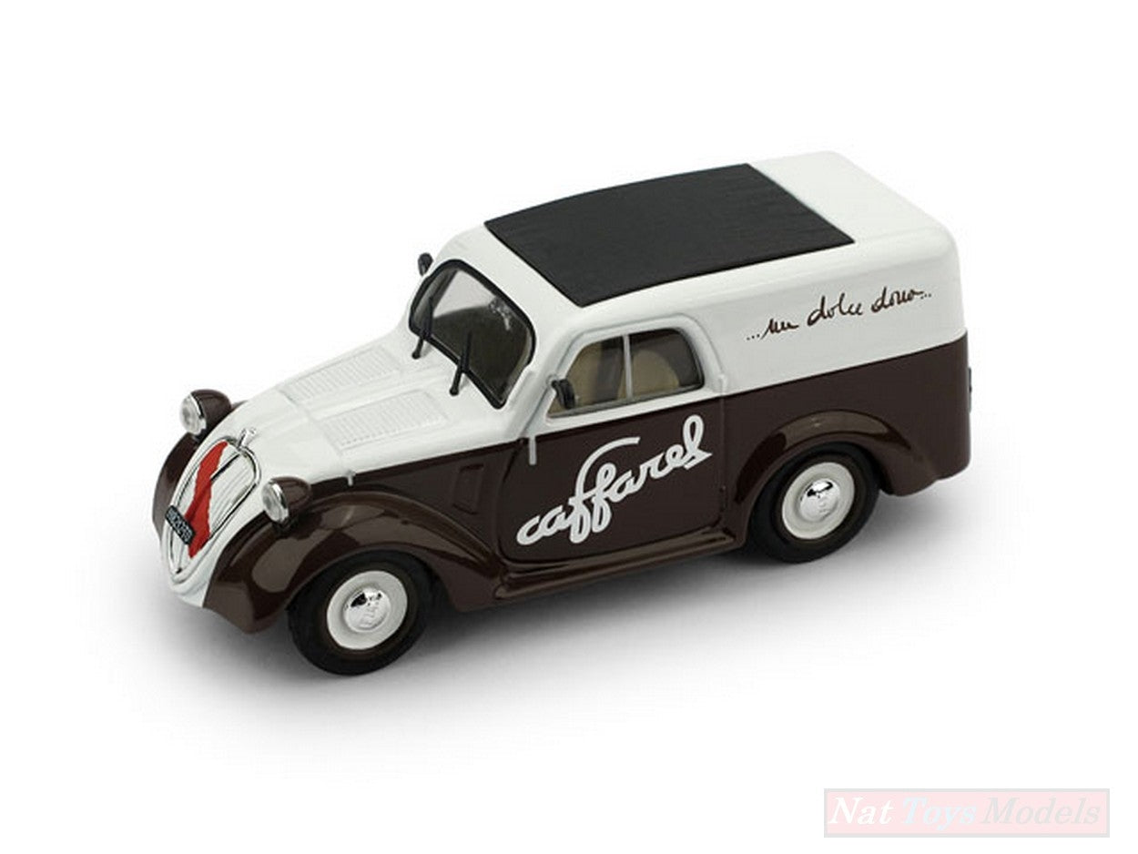 MODELLINO IN SCALA COMPATIBILE CON FIAT 500B FURGONE 1950 CIOCCOLATO CAFFAREL 1:43 BRUMM BM0594