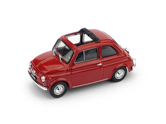 MODELLINO IN SCALA COMPATIBILE CON FIAT 500F APERTA 1965-1971 ROSSO MEDIO INTERNO NERO UPDATE 1:43 BRUMM BM0454-01