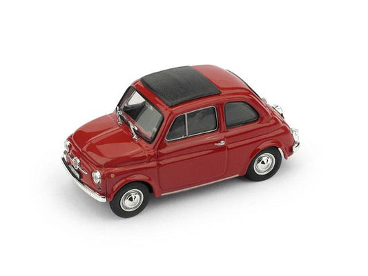 MODELLINO IN SCALA COMPATIBILE CON FIAT 500F CHIUSA 1965-71 ROSSO MEDIO INTERNO NERO UPDATE 1:43 BRUMM BM0455-01