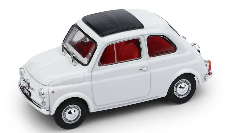 MODELLINO IN SCALA COMPATIBILE CON FIAT 500F CHIUSA 1971-1975 BIANCO INTERNO ROSSO 1:43 BRUMM BM0455-03