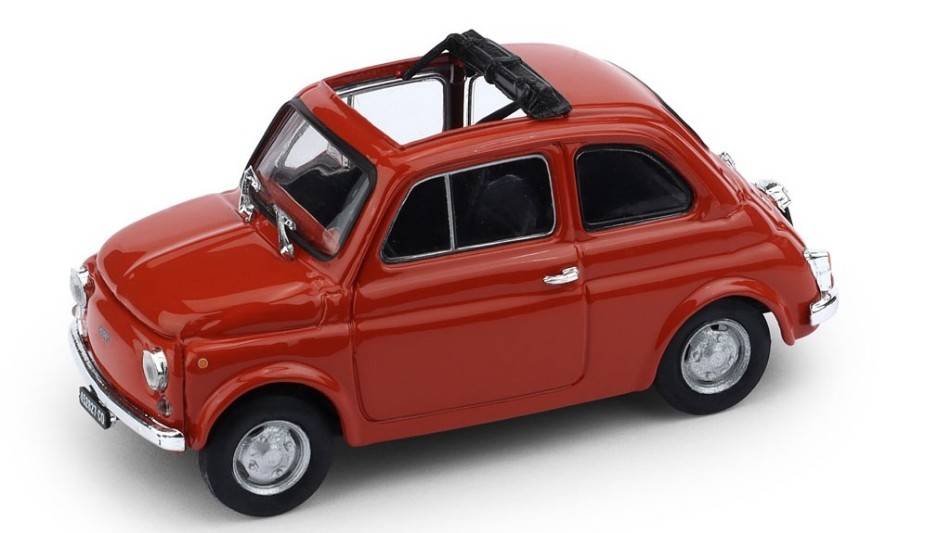 MODELLINO IN SCALA COMPATIBILE CON FIAT 500R 1972-75 APERTA ROSSO CORALLO 1:43 BRUMM BM0474-01