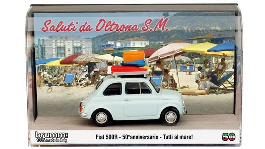 MODÈLE RÉDUIT COMPATIBLE AVEC FIAT 500R VACANCES ITALIENNES 50ème ANNIVERSAIRE BRUMM 1:43 BRUMM BMS2209