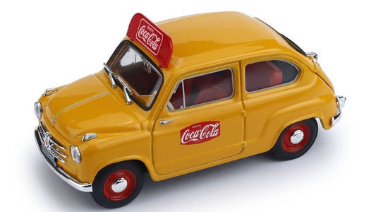 MODELLINO IN SCALA COMPATIBILE CON FIAT 600 1a SERIE 1960 COCA COLA 1:43 BRUMM BM0491B