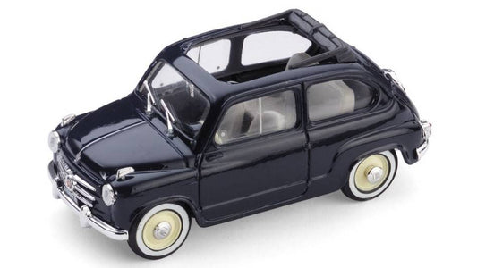 MODELLINO IN SCALA COMPATIBILE CON FIAT 600 CONVERTIBILE APERTA 1956 BLEU SCURO 1:43 BRUMM BM0248-06