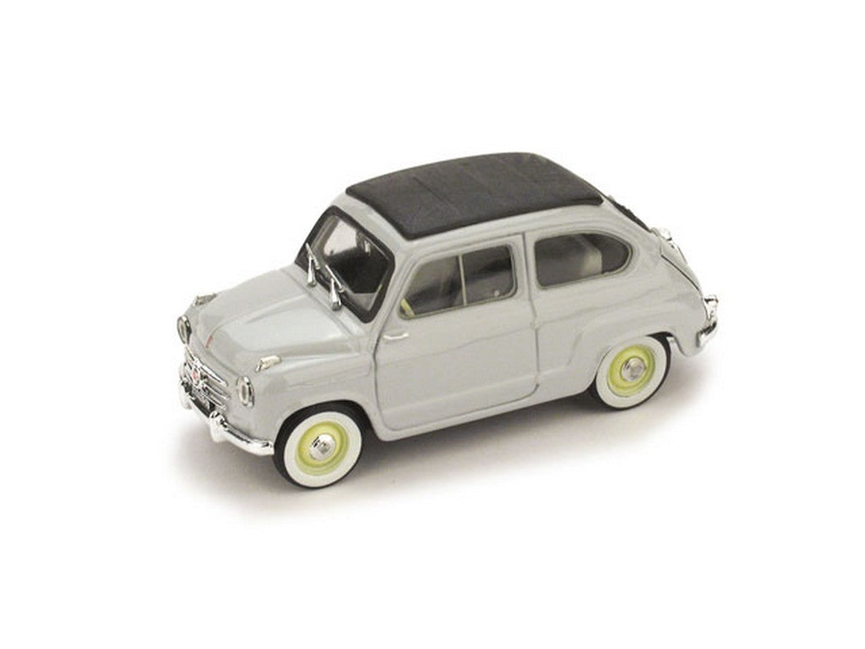 MODELLINO IN SCALA COMPATIBILE CON FIAT 600 CONVERTIBILE CHIUSA 1956 GRIGIO PERLA 1:43 BRUMM BM0249-03