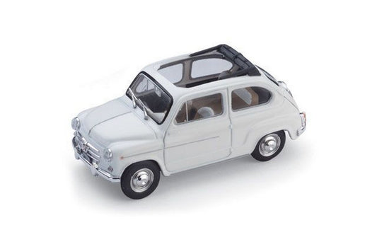SCALE MODEL COMPATIBLE WITH FIAT 600 D SALOON 1960 OPEN CONVERTIBLE WHITE 1:43 BRUMM BM0317-12