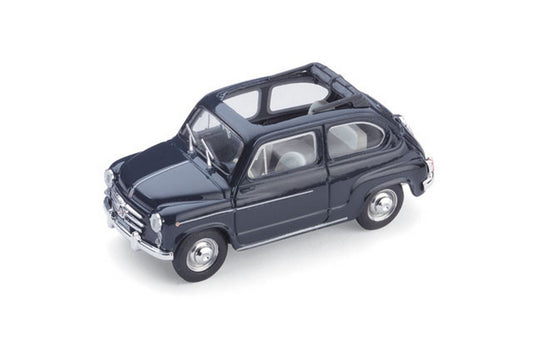 MODELLINO IN SCALA COMPATIBILE CON FIAT 600 D BERLINA 1960 TRASFORMABILE APERTA BLEU SCURO 456 1:43 BRUMM BM0317-10