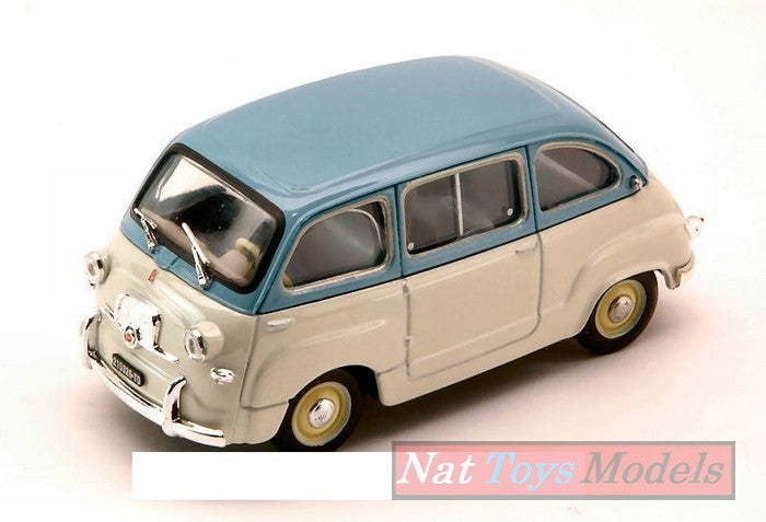 MODELLINO IN SCALA COMPATIBILE CON FIAT 600 MULTIPLA 1^ SERIE 1956 AZZURRO CENERE/GRIGIO CHIARO 1:43 BRUMM BM0250-07
