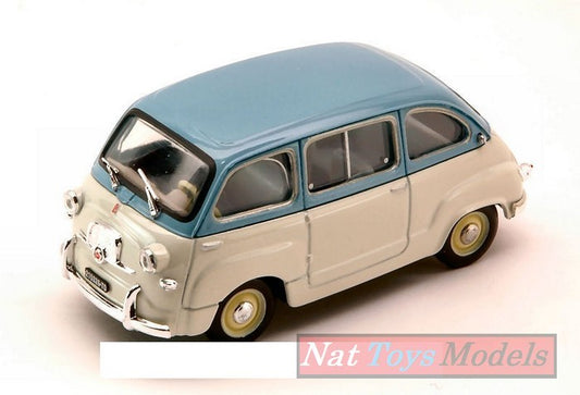 MODELLINO IN SCALA COMPATIBILE CON FIAT 600 MULTIPLA 1^ SERIE 1956 AZZURRO CENERE/GRIGIO CHIARO 1:43 BRUMM BM0250-07
