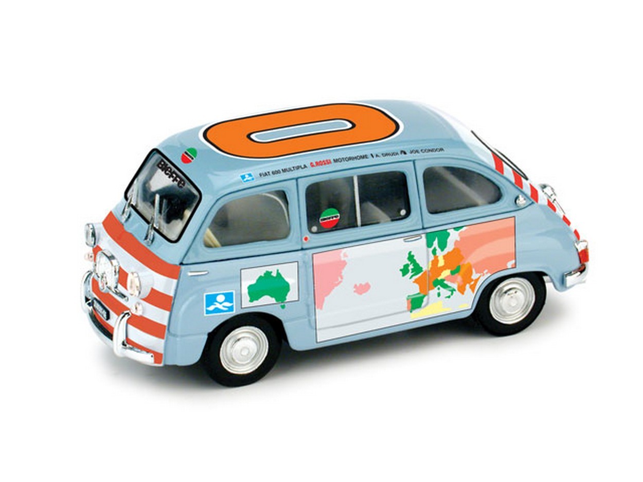 MODELLINO IN SCALA COMPATIBILE CON FIAT 600 MULTIPLA 1960 GRAZIANO ROSSI MOTORHOME 1:43 BRUMM BM0401
