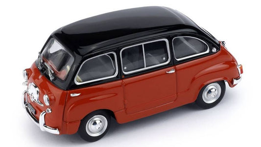 MODELLINO IN SCALA COMPATIBILE CON FIAT 600 MULTIPLA D 1960 NERO/ROSSO CORALLO 1:43 BRUMM BM0333-08