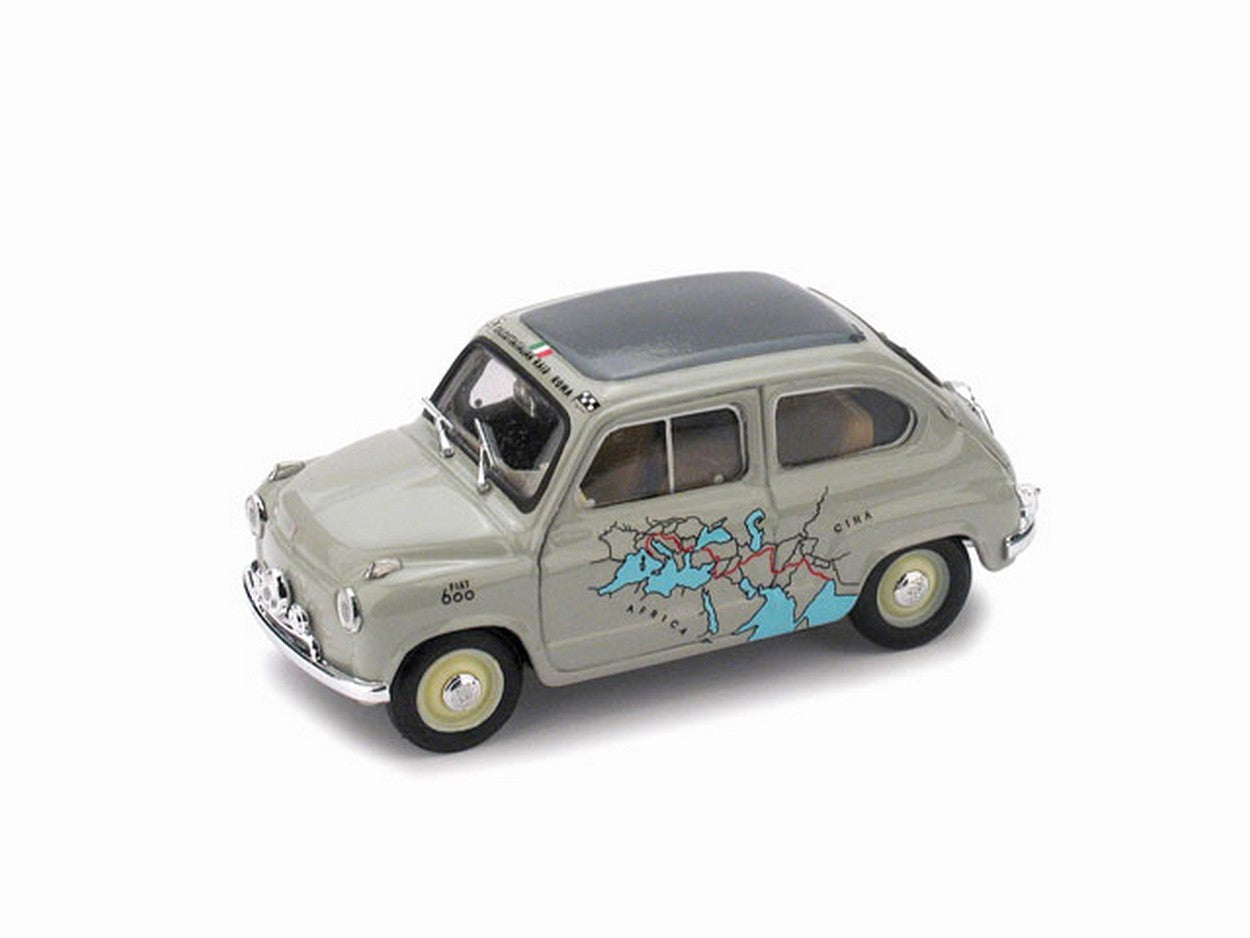 MODELLINO IN SCALA COMPATIBILE CON FIAT 600 RAID CALCUTTA-ROMA 1955 Km 13260 MARTIGNONI-RABEZZANA 1:43 BRUMM BM0443