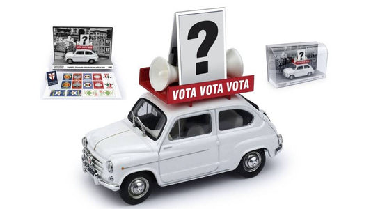 MODELLINO IN SCALA COMPATIBILE CON FIAT 600D ELEZIONI POLITICHE ITALIA 1963 1:43 BRUMM BMS2216