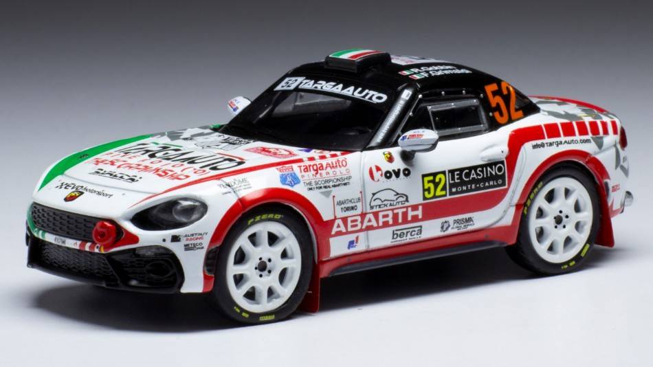 MODELLINO IN SCALA COMPATIBILE CON FIAT ABARTH 124 RGT N.52 RALLY MONTE CARLO 2022 GOBBIN/GRIMALDI 1:43 IXO MODEL RAM847