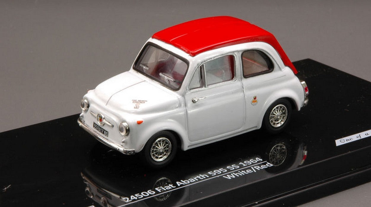MODELLINO IN SCALA COMPATIBILE CON FIAT ABARTH 595 SS 1964 WHITE/RED 1:43 VITESSE VE24506