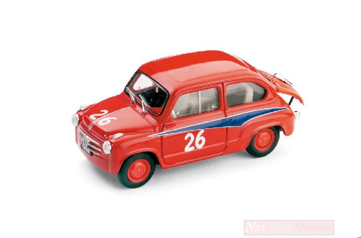 MODELLINO IN SCALA COMPATIBILE CON FIAT ABARTH 750 N.26 1st GT750 MILLE MIGLIA 1955 DOMENICO OGNA 1:43 BRUMM BM0304