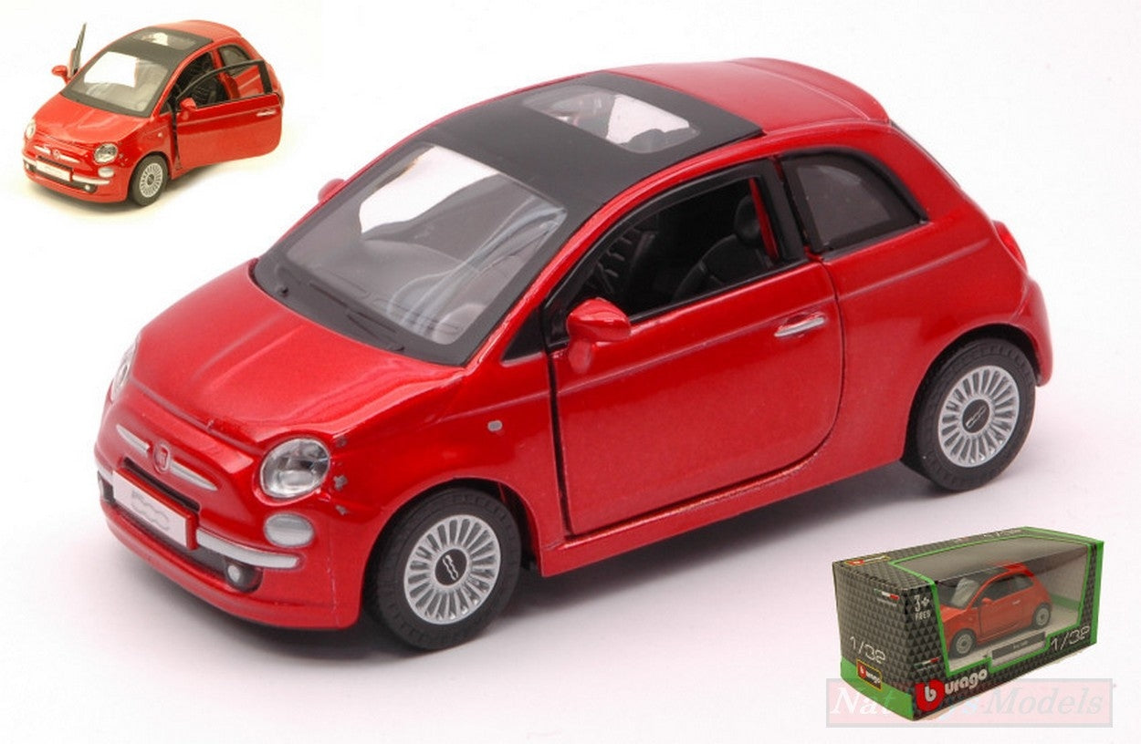 MODELLINO IN SCALA COMPATIBILE CON FIAT NUOVA 500 2007 RED 1:32 BURAGO BU43011B