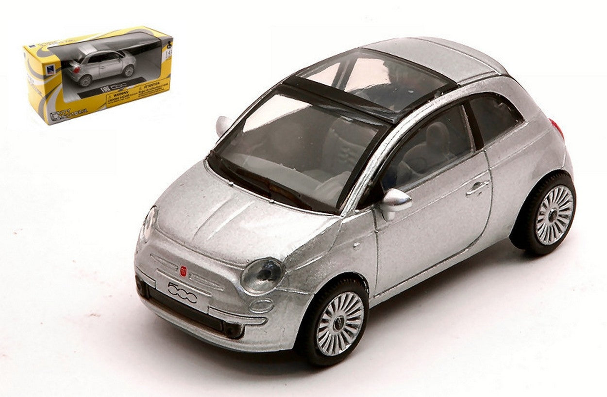 MODELLINO IN SCALA COMPATIBILE CON FIAT NUOVA 500 2007 SILVER 1:43 NEW RAY NY19587S