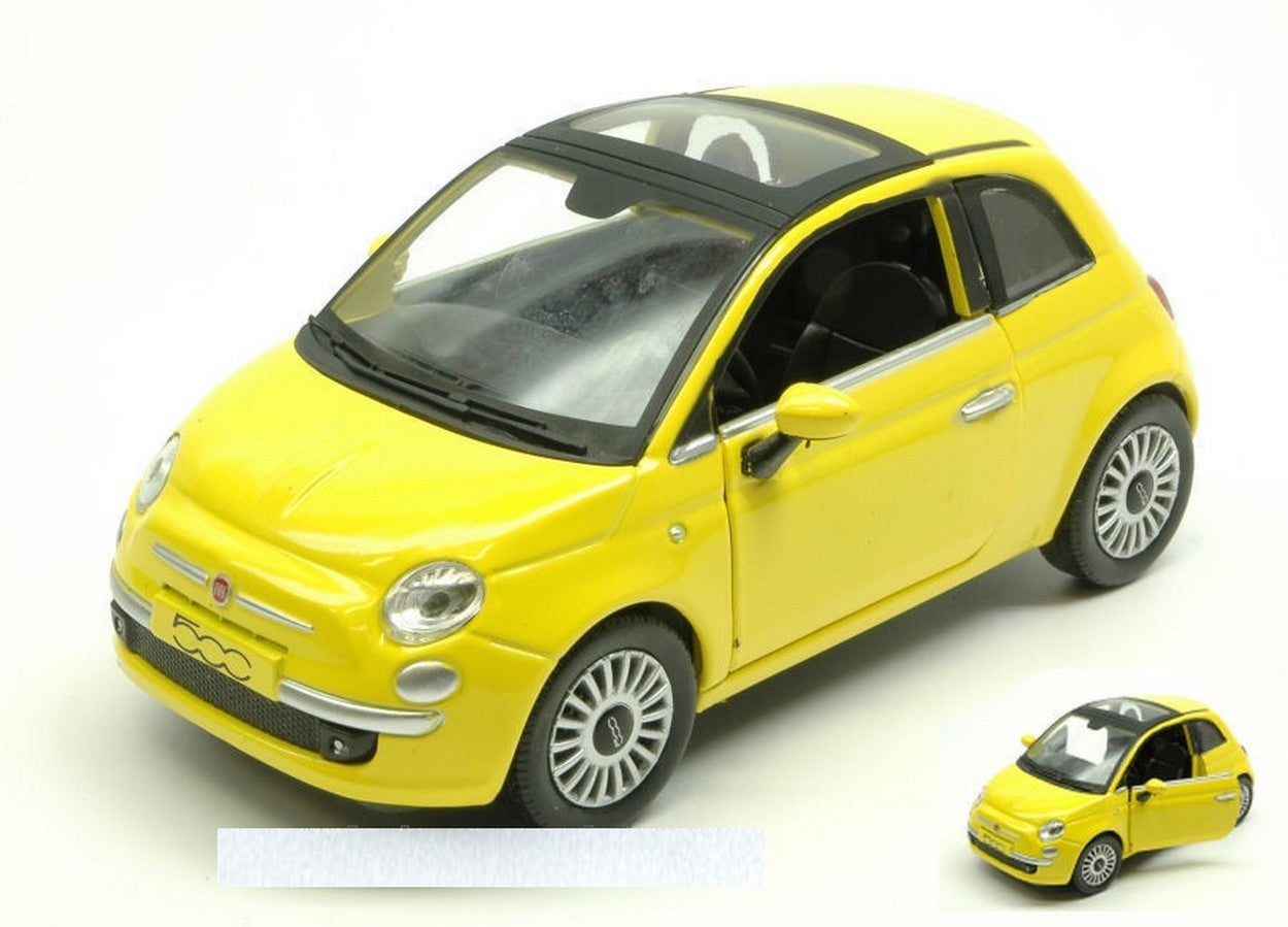 MODELLINO IN SCALA COMPATIBILE CON FIAT NUOVA 500 2007 YELLOW 1:24 NEW RAY NY71013Y