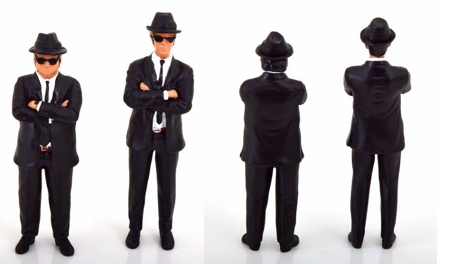 MODELLINO IN SCALA COMPATIBILE CON FIGURINE SET WITH 2 FIGURINES JAKE AND ELWOOD 1:18 KK SCALE KKFIG009
