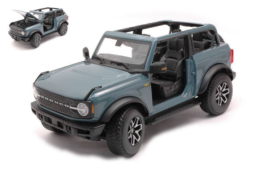 MODELLINO IN SCALA COMPATIBILE CON FORD BRONCO BADLANDS NO DOOR 2021 LIGHT BLUE 1:18 MAISTO MI31457B