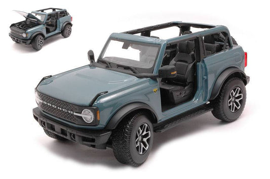 MODELLINO IN SCALA COMPATIBILE CON FORD BRONCO BADLANDS NO DOOR 2021 LIGHT BLUE 1:18 MAISTO MI31457B