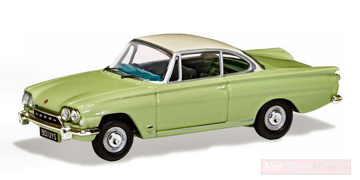 MODELLINO IN SCALA COMPATIBILE CON FORD CAPRI 109E LIME GREEN AND ERMINE WHITE 1:43 VANGUARDS VA03407