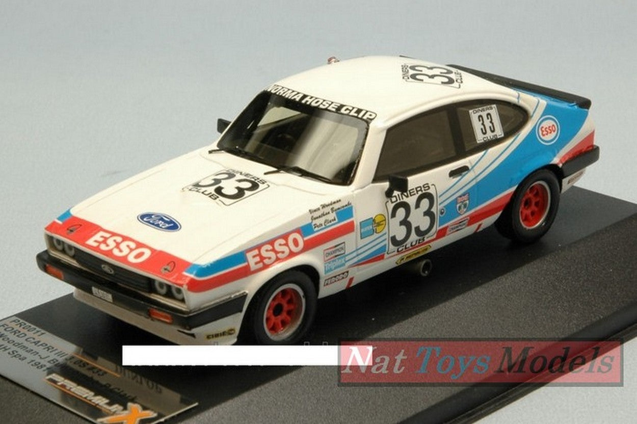 MODELLINO IN SCALA COMPATIBILE CON FORD CAPRI III N.33 3rd 24 H SPA 1981 V.WOODMAN-J.BUNCOMBE-P.CLARK 1:43 PREMIUMX PR0011