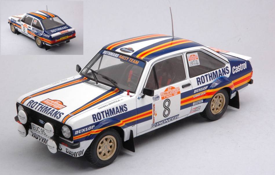 MODELLINO IN SCALA COMPATIBILE CON FORD ESCORT MKII RS 1800 N.8 RALLY SAN REMO 1980 MIKKOLA/HERTZ 1:24 IXO MODEL 24RAL008B
