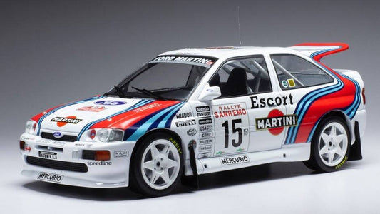 MODÈLE RÉDUIT COMPATIBLE AVEC FORD ESCORT RS COSWORTH N.15 RALLYE SAN REMO 1994 WILSON/THOMAS 1:18 IXO MODEL 18RMC104B