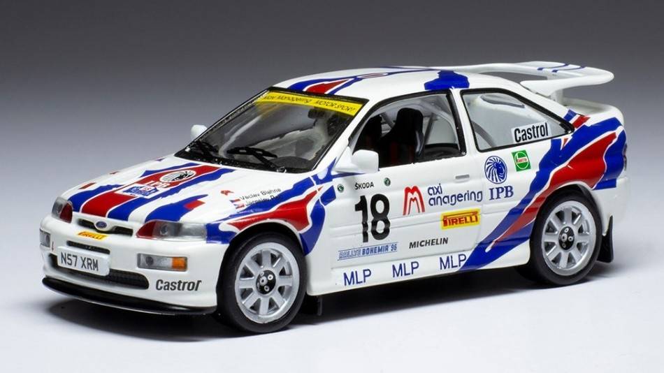 MODELE REDUIT COMPATIBLE AVEC FORD ESCORT RS COSWORTH N.18 RALLY BOHEMIA 1996 BLAHNA/PELC 1:43 IXO MODEL RAC415A