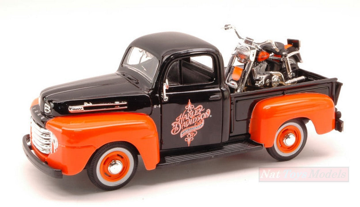 SCALE MODEL COMPATIBLE WITH FORD F-1 1948 H.DAVIDSON W/1958 FLH DUO GLIDE 1:24 MAISTO MI32180