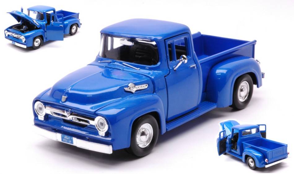 MODELLINO IN SCALA COMPATIBILE CON FORD F-100 PICK UP 1956 BLUE 1:24 MOTORMAX MTM73235B