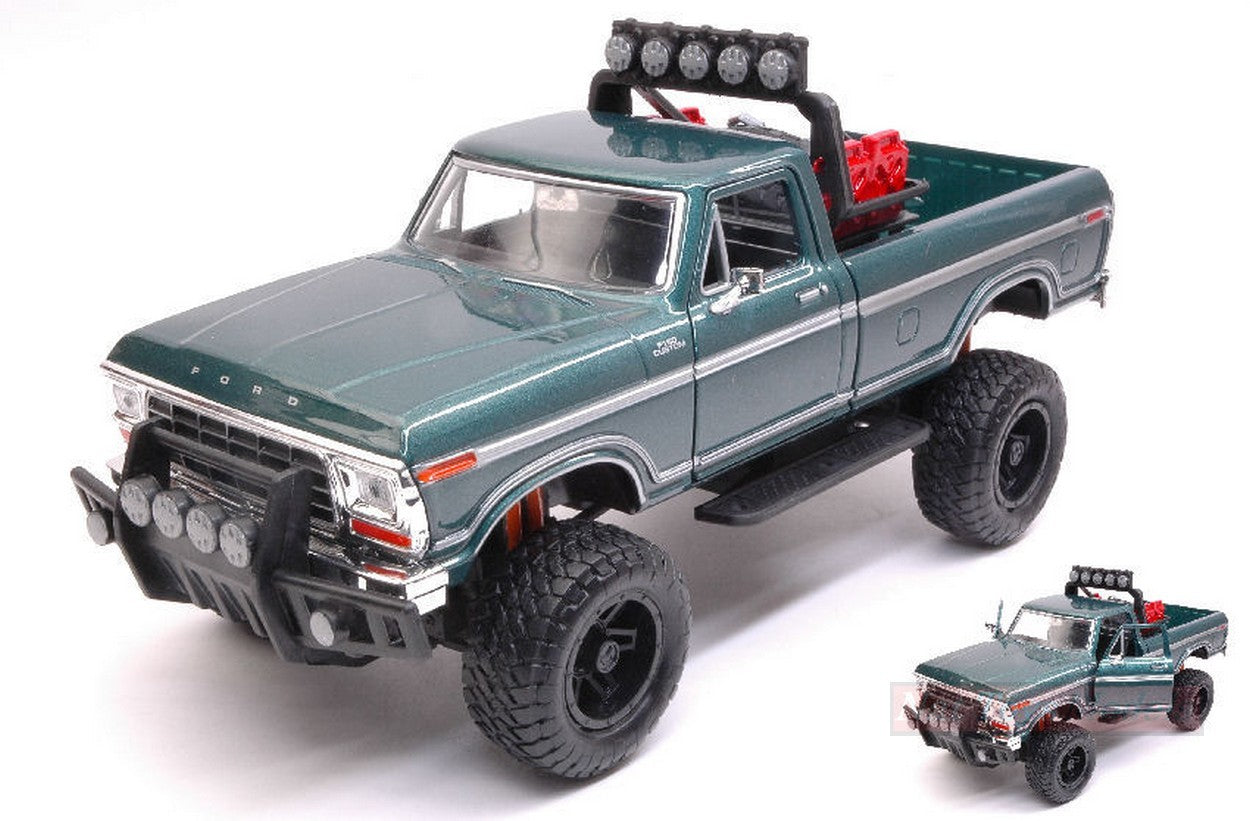 MODELLINO IN SCALA COMPATIBILE CON FORD F-150 CUSTOM OFF ROAD 1979 GREEN 1:24 MOTORMAX MTM79138GN