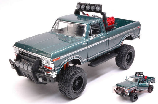 MODELLINO IN SCALA COMPATIBILE CON FORD F-150 CUSTOM OFF ROAD 1979 GREEN 1:24 MOTORMAX MTM79138GN