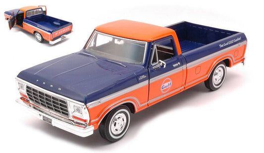 MODELLINO IN SCALA COMPATIBILE CON FORD F-150 CUSTOM PICK UP 1979 GULF 1:24 MOTORMAX MTM79652