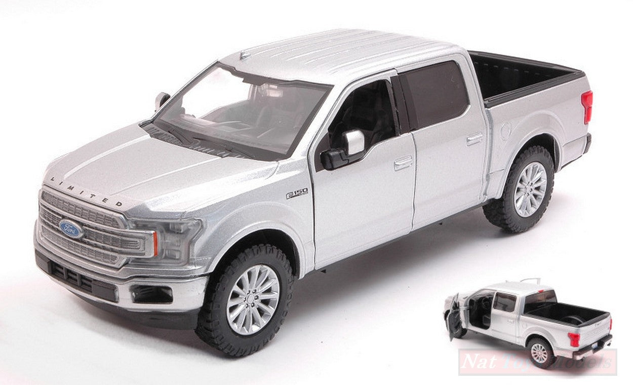 MODELLINO IN SCALA COMPATIBILE CON FORD F-150 LIMITED CREW CAB 2019 SILVER 1:27 MOTORMAX MTM79364S